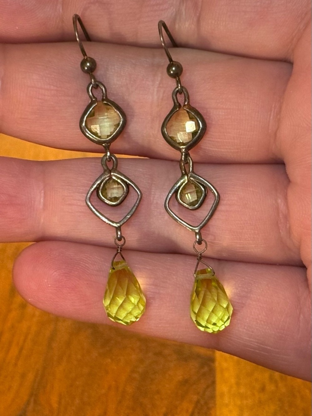 Lemon Quartz Crystal Sterling Drop Earrings - Picture 5 of 13